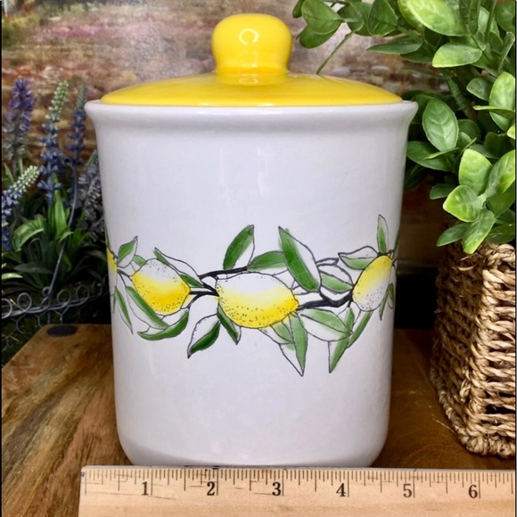 Lemon Ceramic Canister with Sunny Yellow Lid  New - Picture 2 of 5